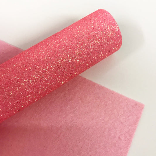 Pale Coral Glitter Felt
