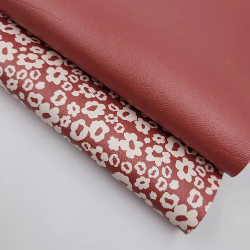 Simple Floral - Burgundy Floral Leatherette ** SECONDS**