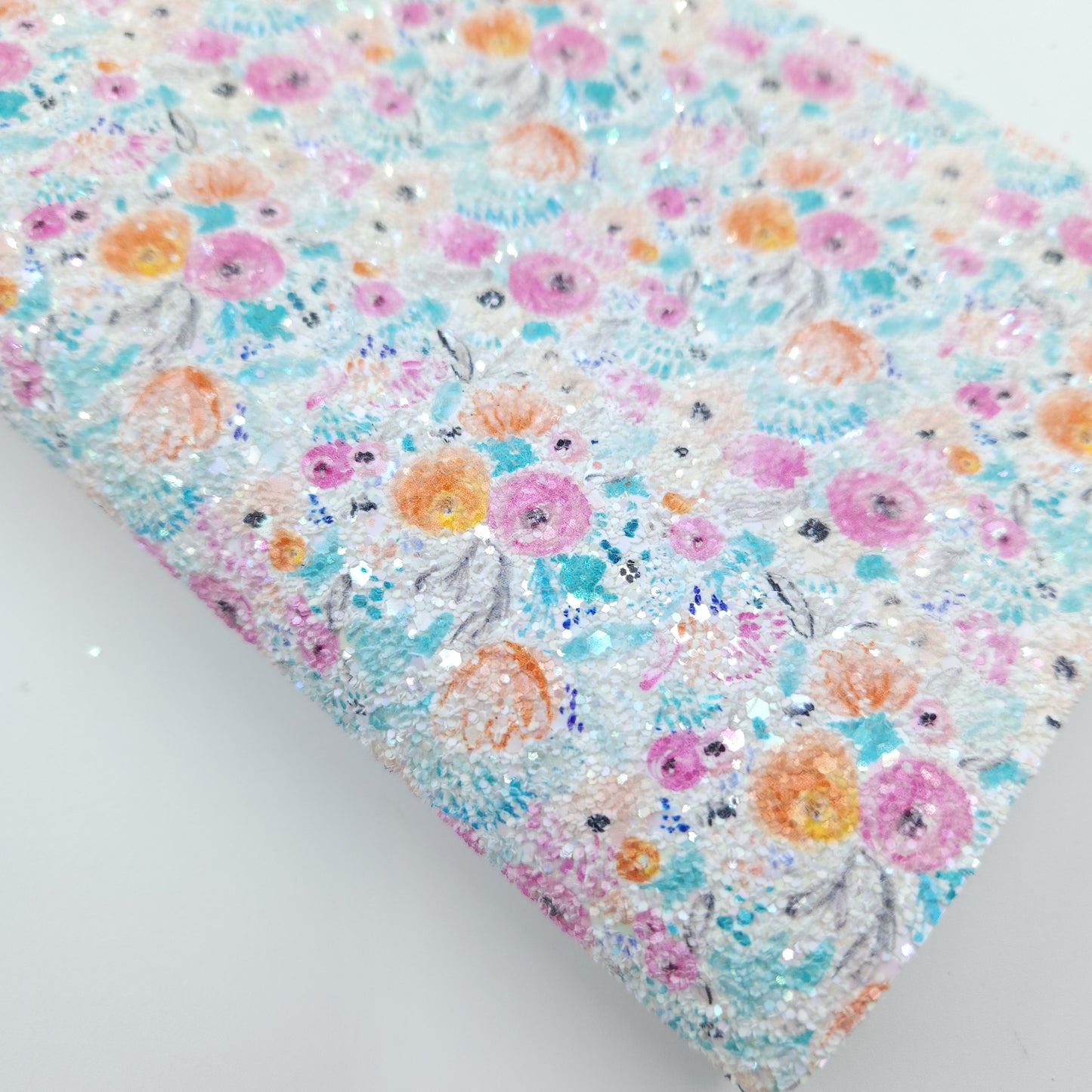 Pink and Orange Floral Chunky Glitter