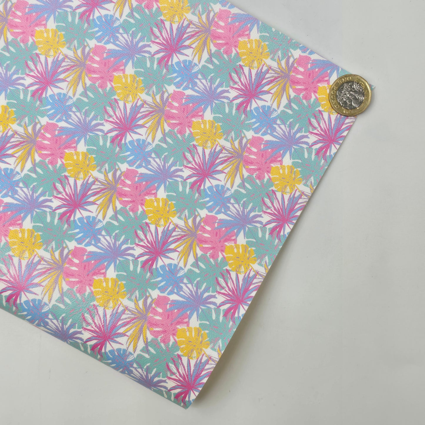 Pastel Tropical Leaves Artisan Leatherette