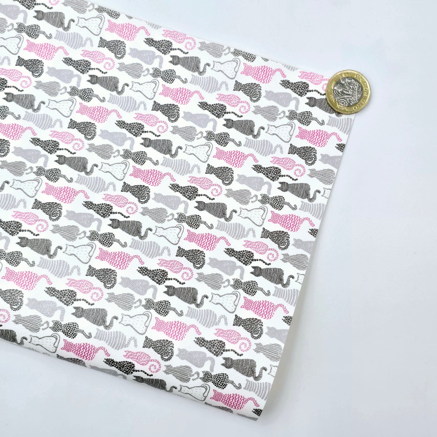 Kitten patterned Silhouettes Artisan Leatherette