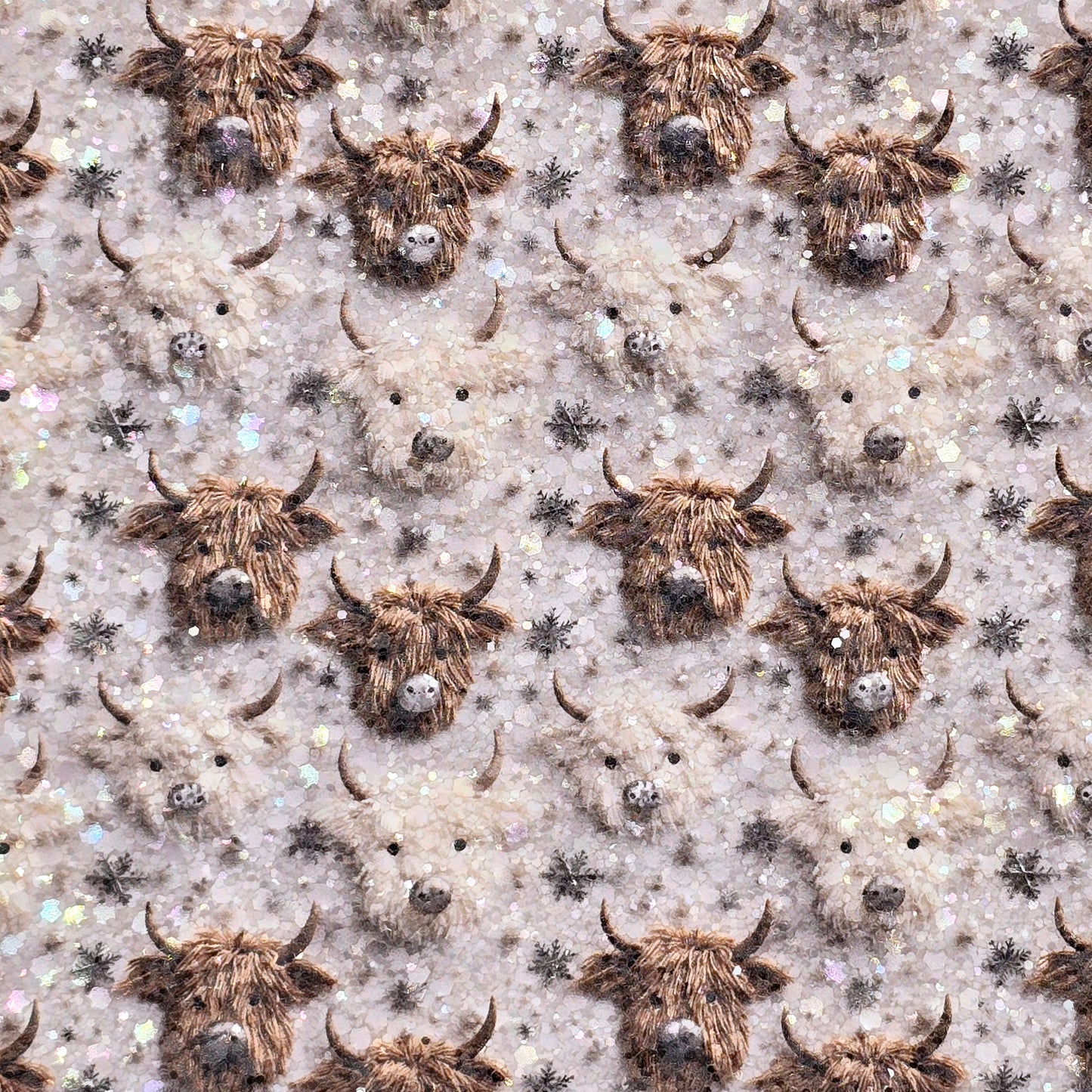 Christmas Highland Cow Chunky Glitter