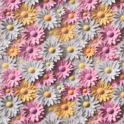 3D Pink, White & Yellow Daisies Artisan Leatherette ** SECONDS**
