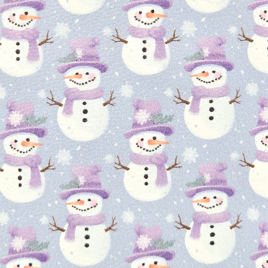 Lavender Christmas Snowmen Artisan Leatherette
