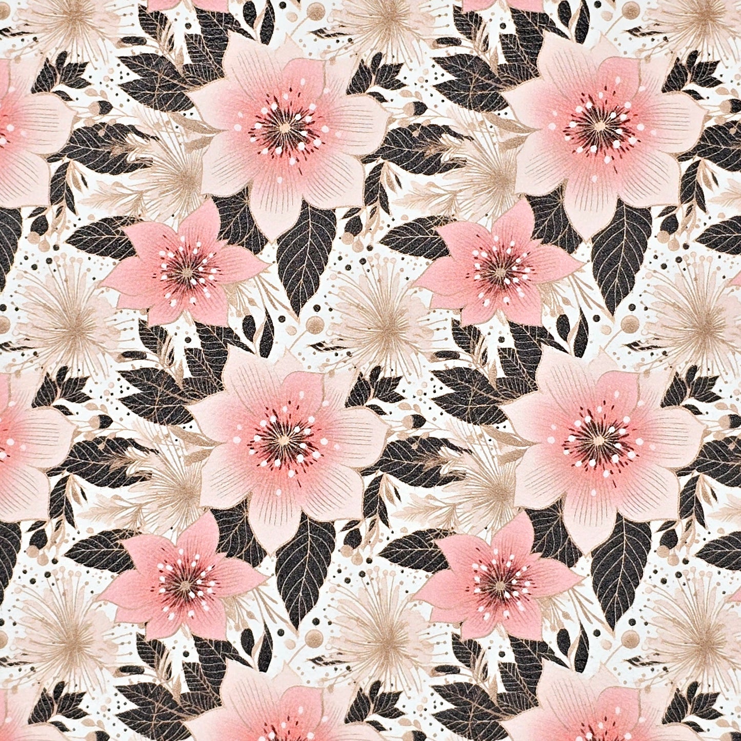 Pink Christmas Poinsetta with Black Leaves Artisan Leatherette