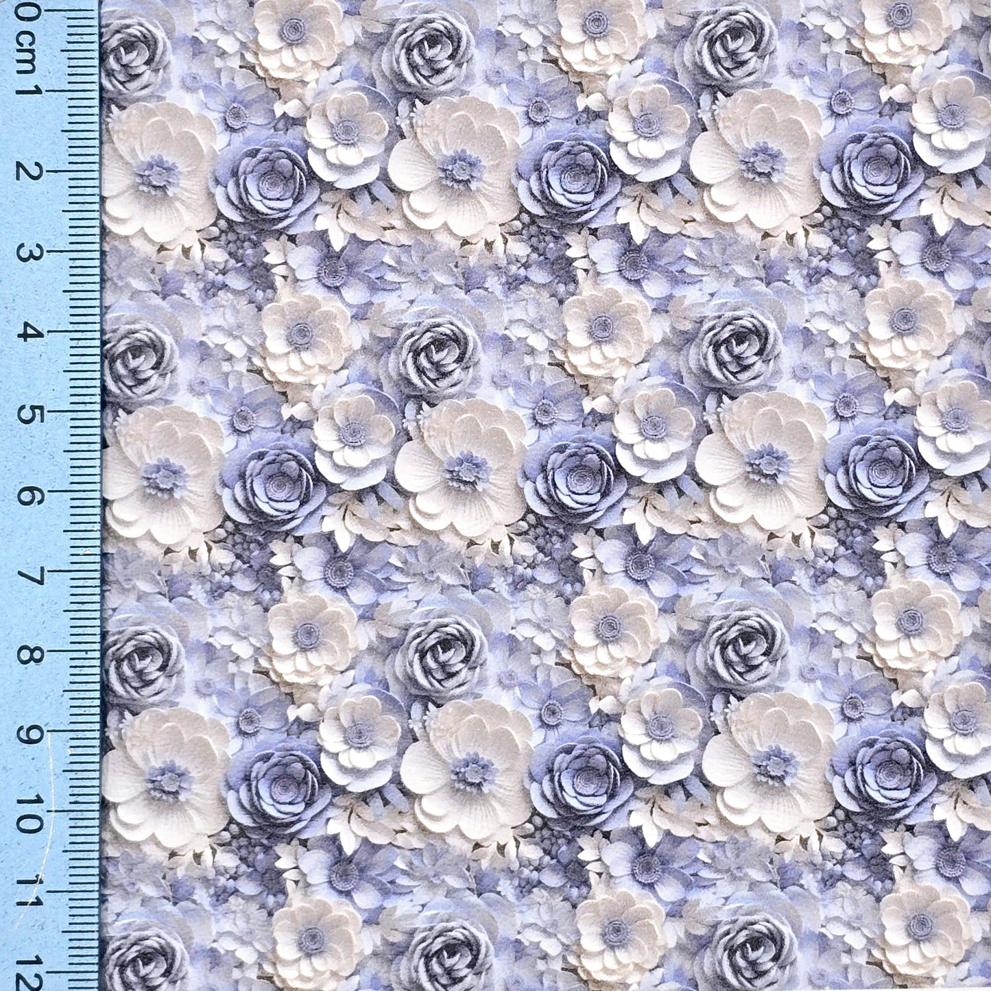 Blue and White 3D Floral Artisan Leatherette