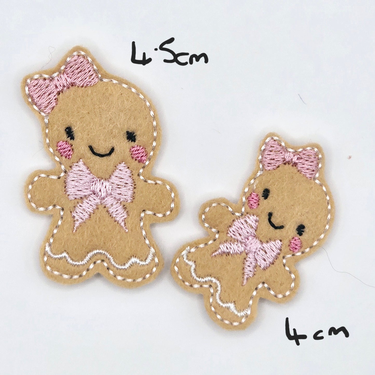 Gingerbread with Pink Bows  Felties / Strip of 3
