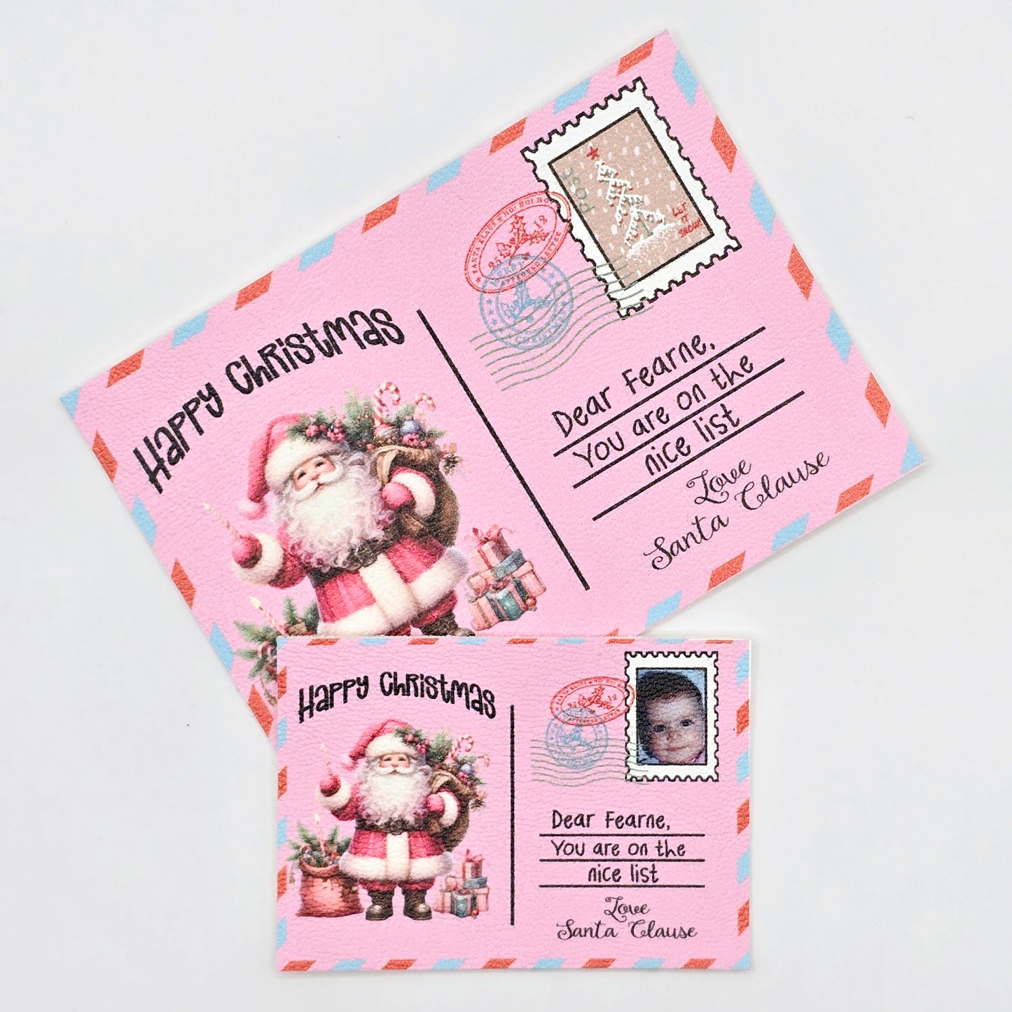 Personalised Pink & Blue Letter from Santa Leatherette Pinch Bows