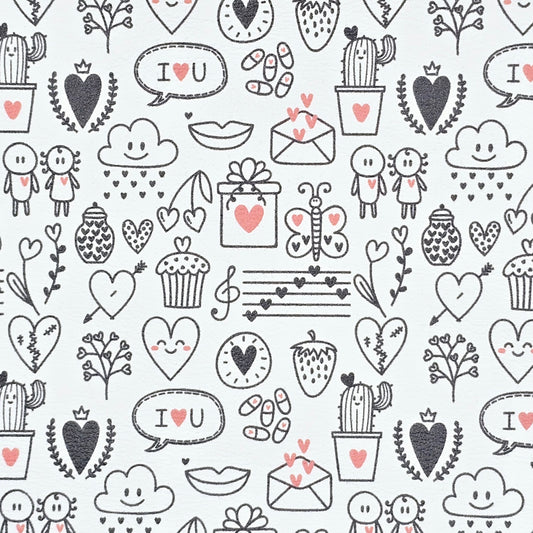 Love Doodle Icons Artisan Leatherette