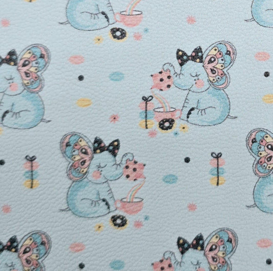 Baby Blue Elephants Artisan Leatherette