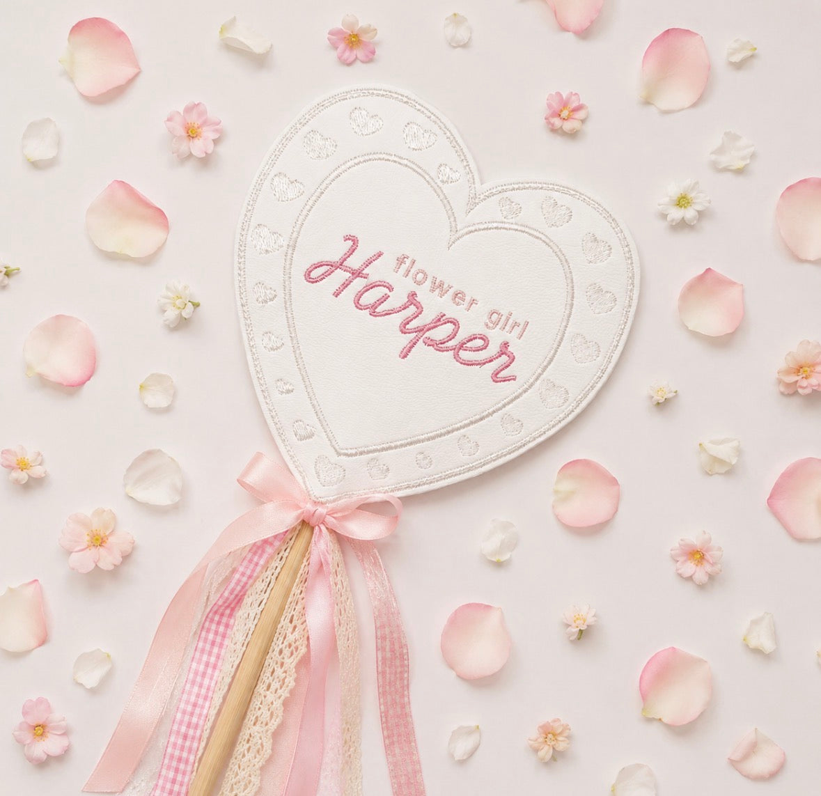 Personalised Flower Girl Heart Wand