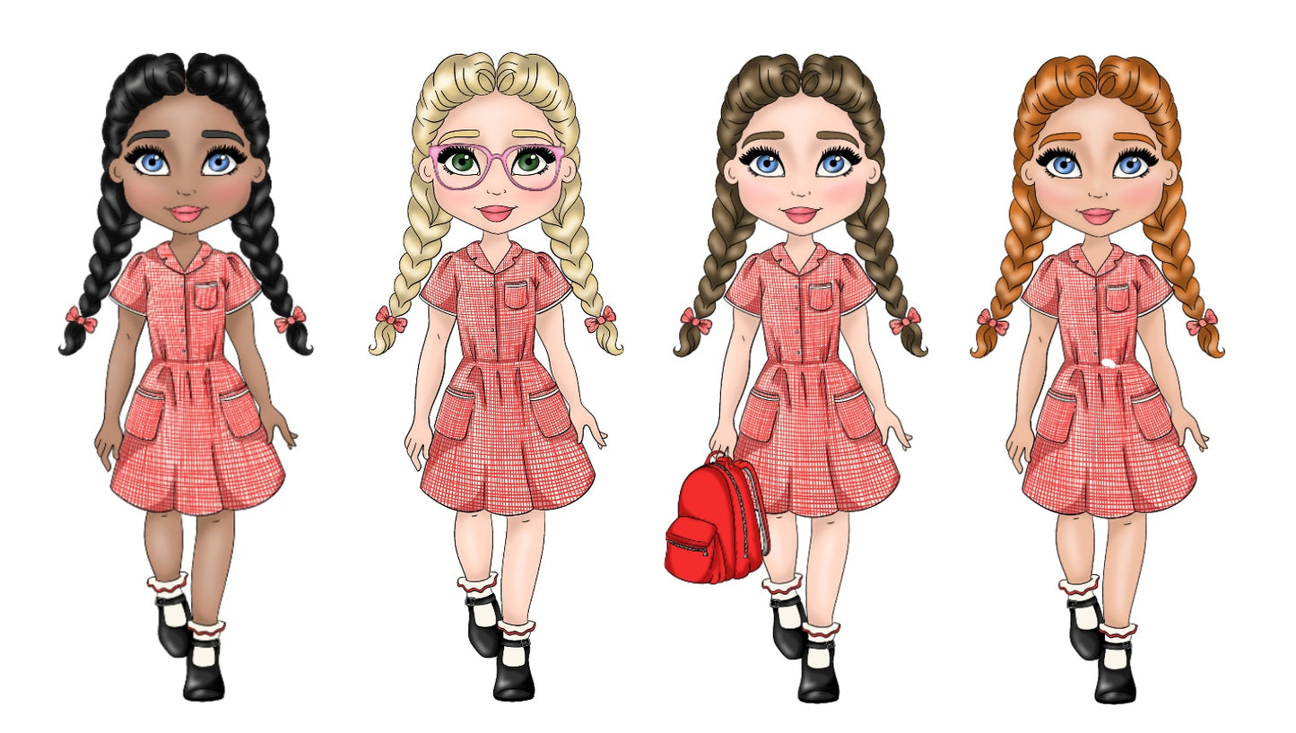 Personalised Leatherette Summer Red Gingham School Girl Bow Loops