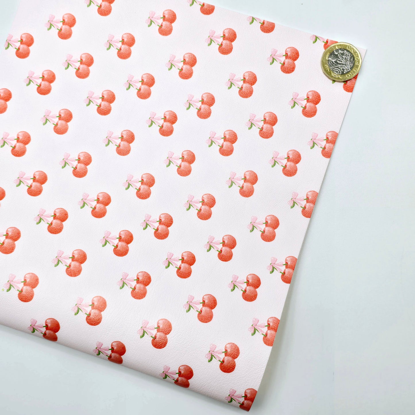 Cherry on Top  on Pale Pink Artisan Leatherette