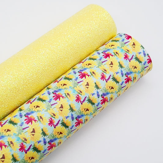 Sunflowers & Lavender Blue Artisan Leatherette