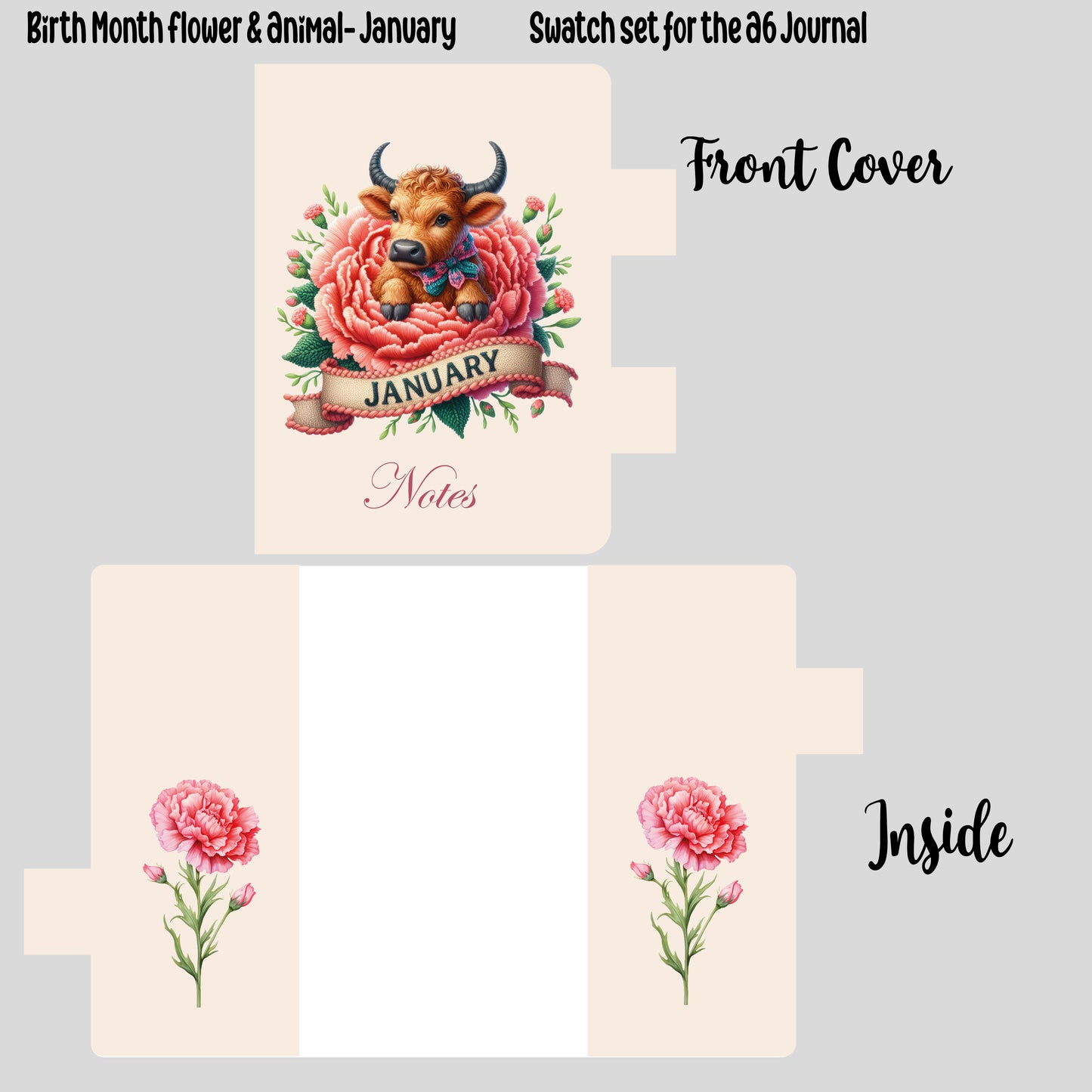 A6 Note Book Cover Collection ~ Birth Flower & Birth Animal