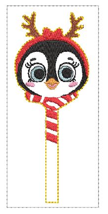 Christmas Penguin Hair Bow Peeker  | Digital Embroidery File