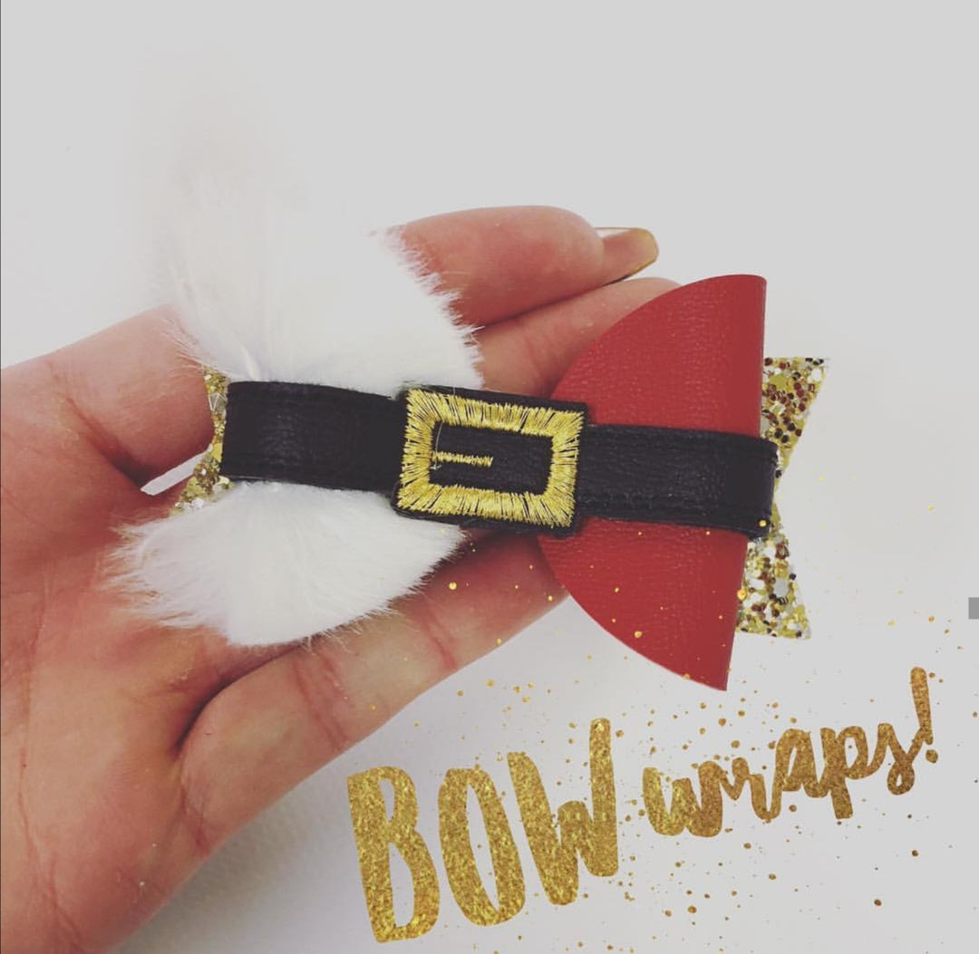 Santa Belt Bow Wraps / Strip of 3
