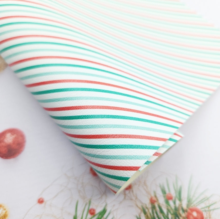 Minty Christmas Candy Stripe Artisan Leatherette