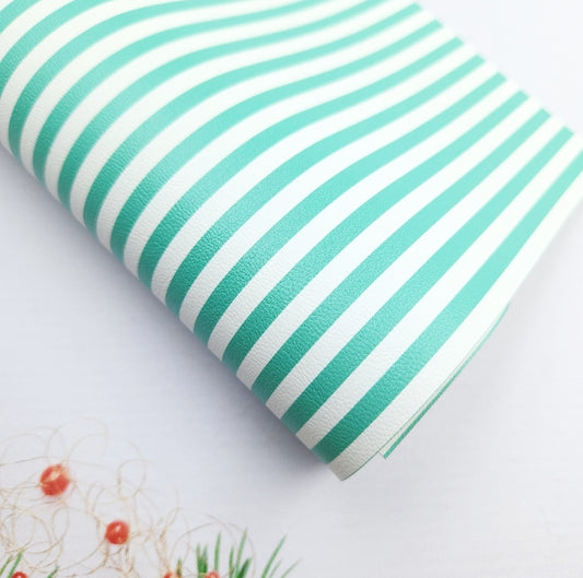 Minty Christmas Stripe Artisan Leatherette