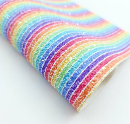More Rainbow Stripe Printed Chunky Glitter