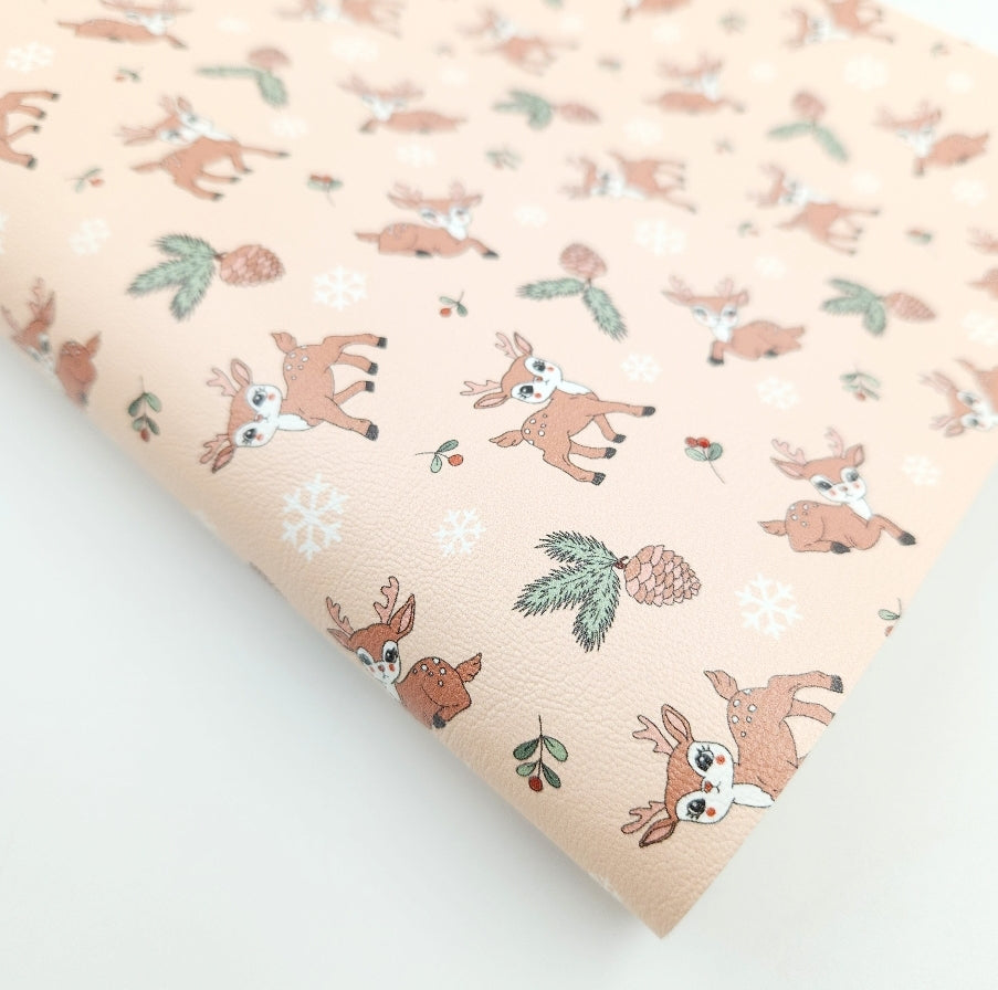 Cute Deer & Pine Cones Artisan Leatherette