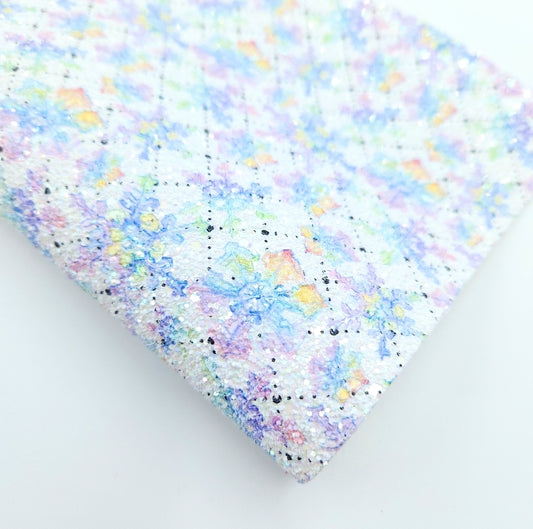 Rainbow Snowflakes Printed Chunky Glitter