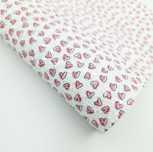 Heart Doodles Printed Chunky Glitter