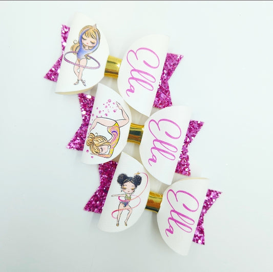Personalised Gymnastics | Printed Leatherette Bow Loops