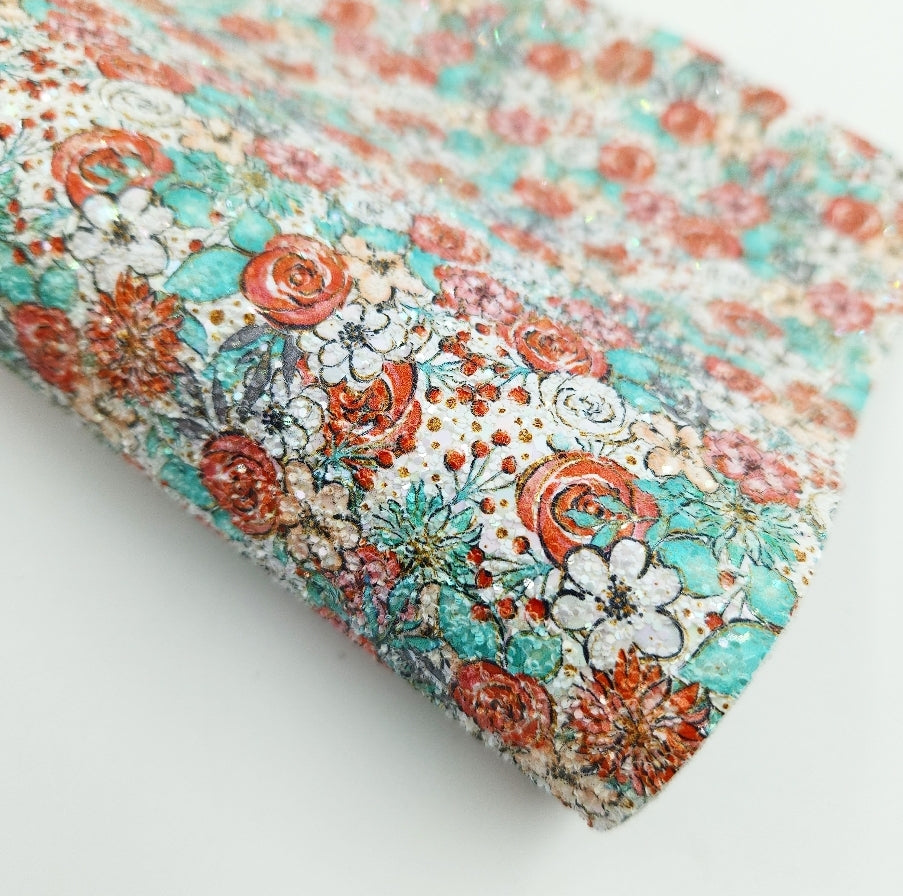 Minty Christmas Bouquet Printed Chunky Glitter