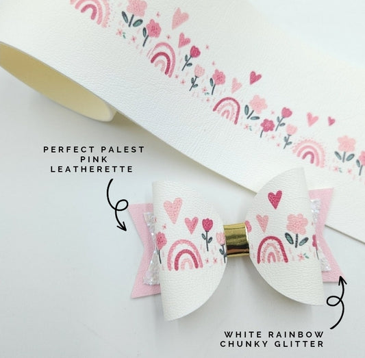 Hearts & Rainbows  Leatherette Fabric Roll