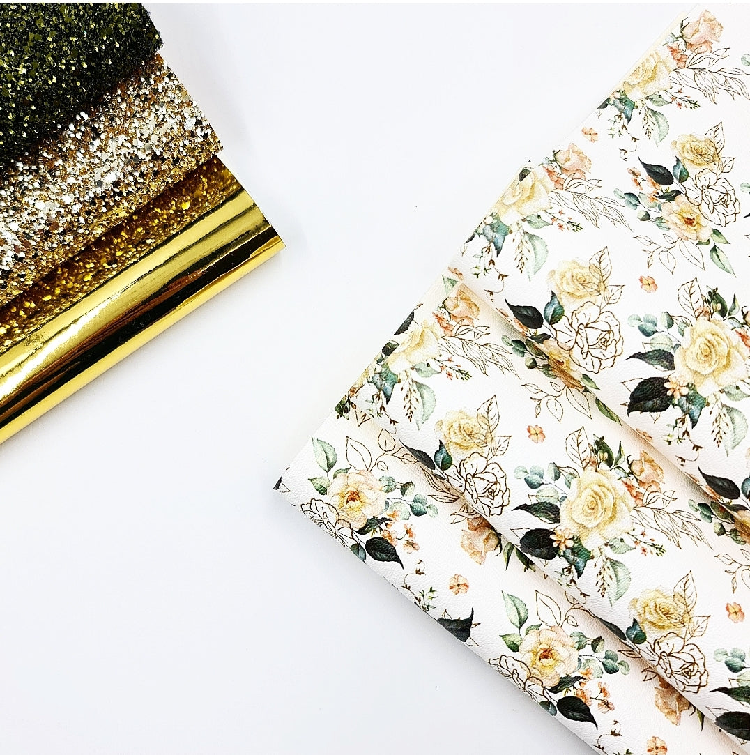 Ivory Floral Artisan Leatherette