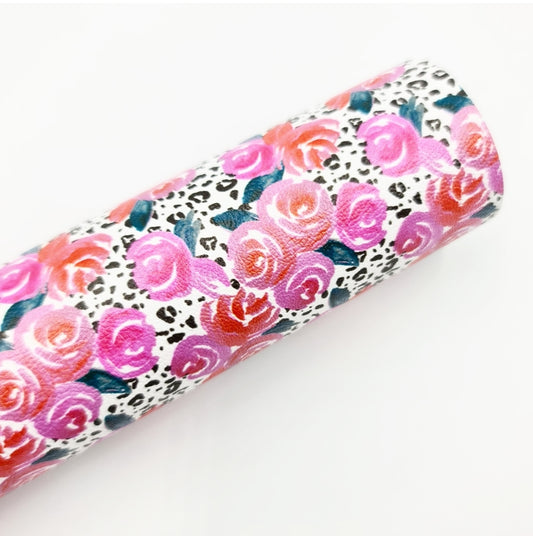 Roses on Leopard Artisan Leatherette