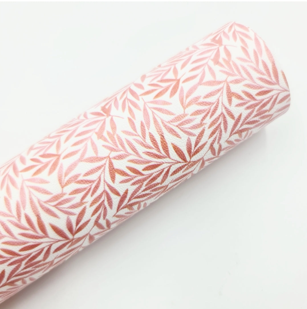 Peach Flora Leaves Artisan Leatherette