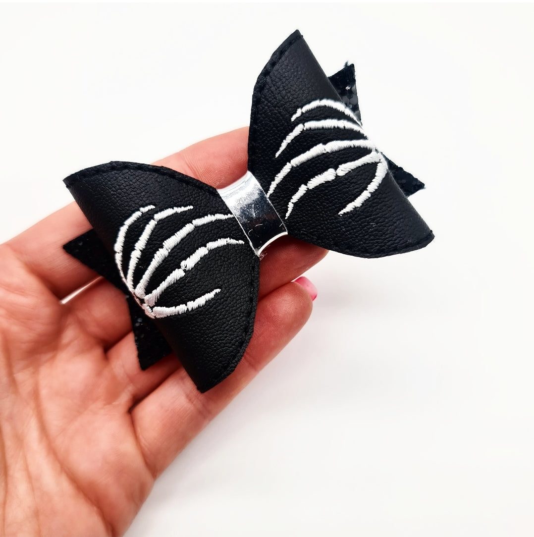 Skeleton Embroidered Bow Loops