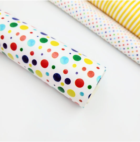 Random Rainbow Polka Dot Artisan Leatherette
