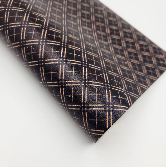 Black & Rose Gold Plaid Artisan Leatherette