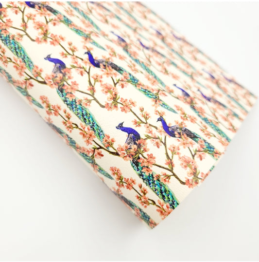Peacocks on Blush Artisan Leatherette