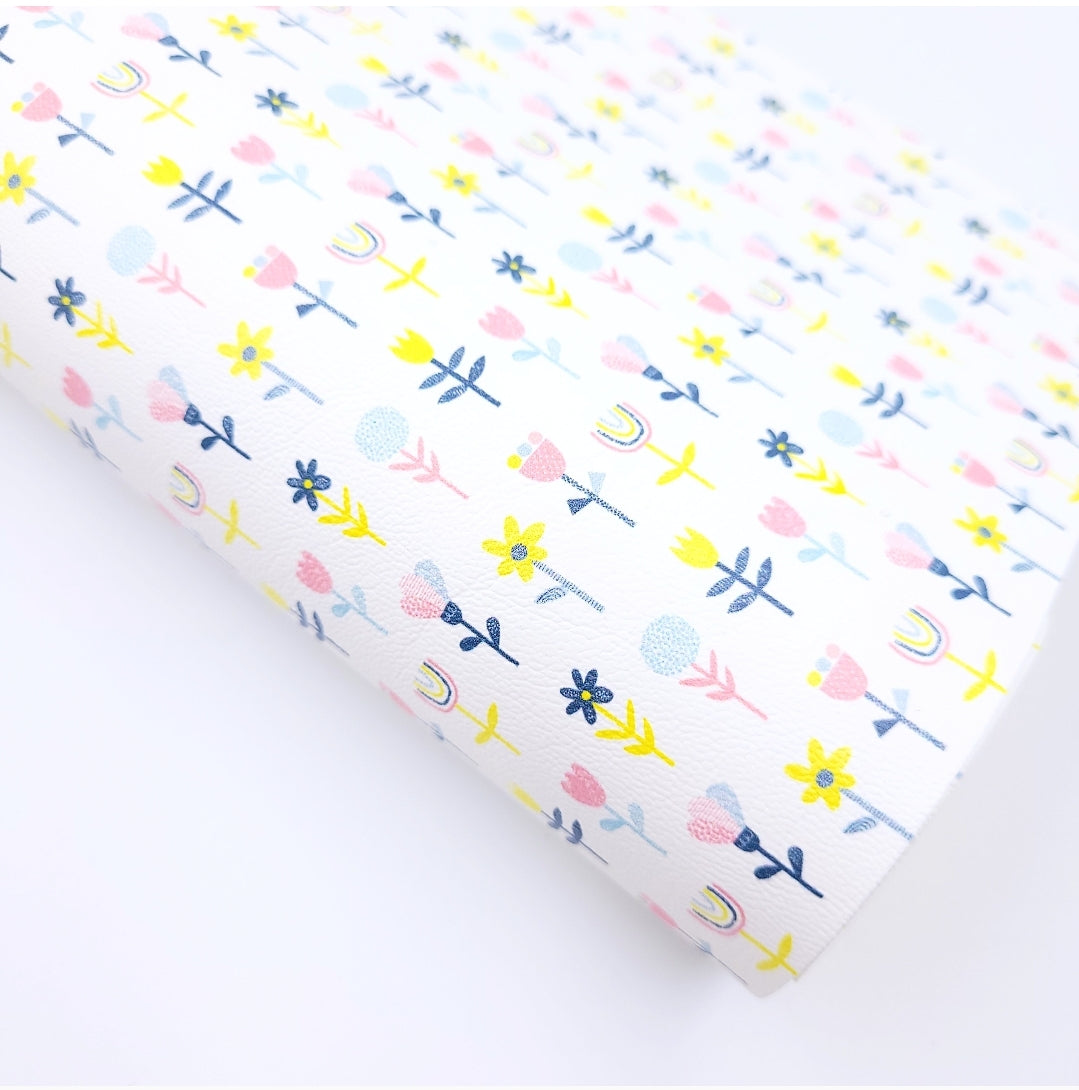 Abstract Folk Flowers Artisan Leatherette