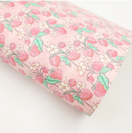 Pastel Strawberries Artisan Leatherette