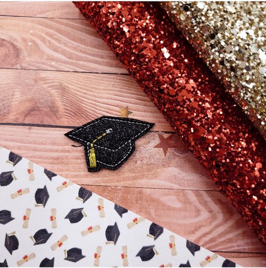 Graduation Cap Glitter Felties - Strip of 3