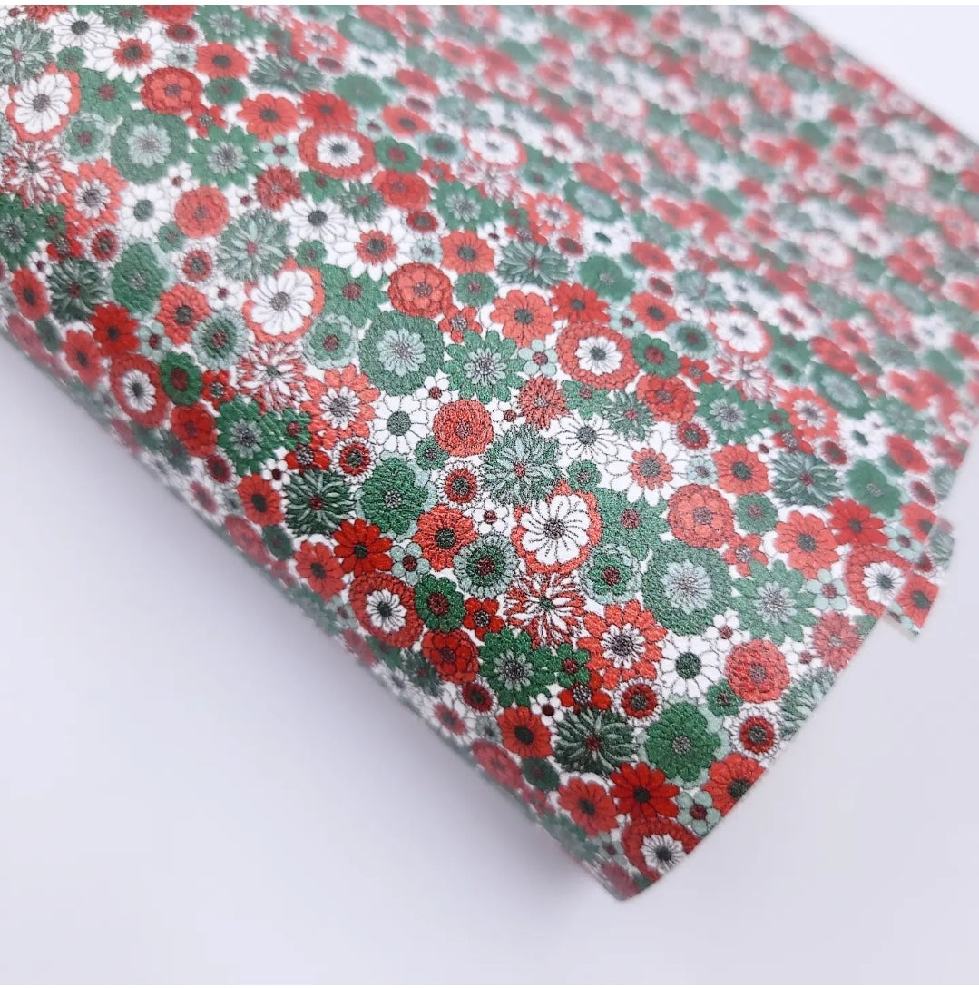 Retro Floral Christmas Artisan Leatherette