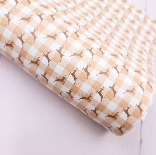 Country Christmas Deer Gingham Artisan Leatherette