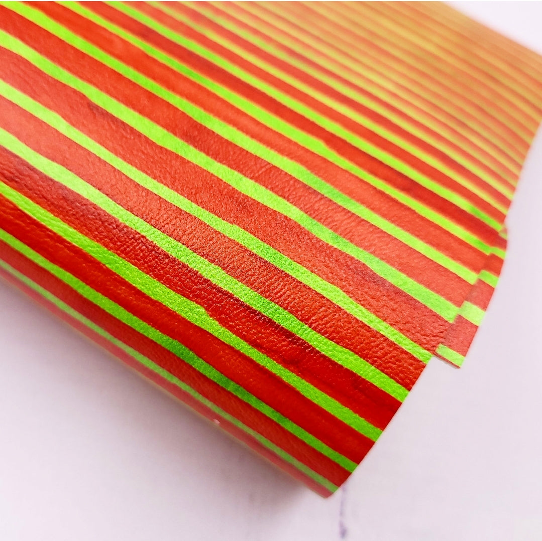 Christmas Patterns - Green & Red Stripe Artisan Leatherette