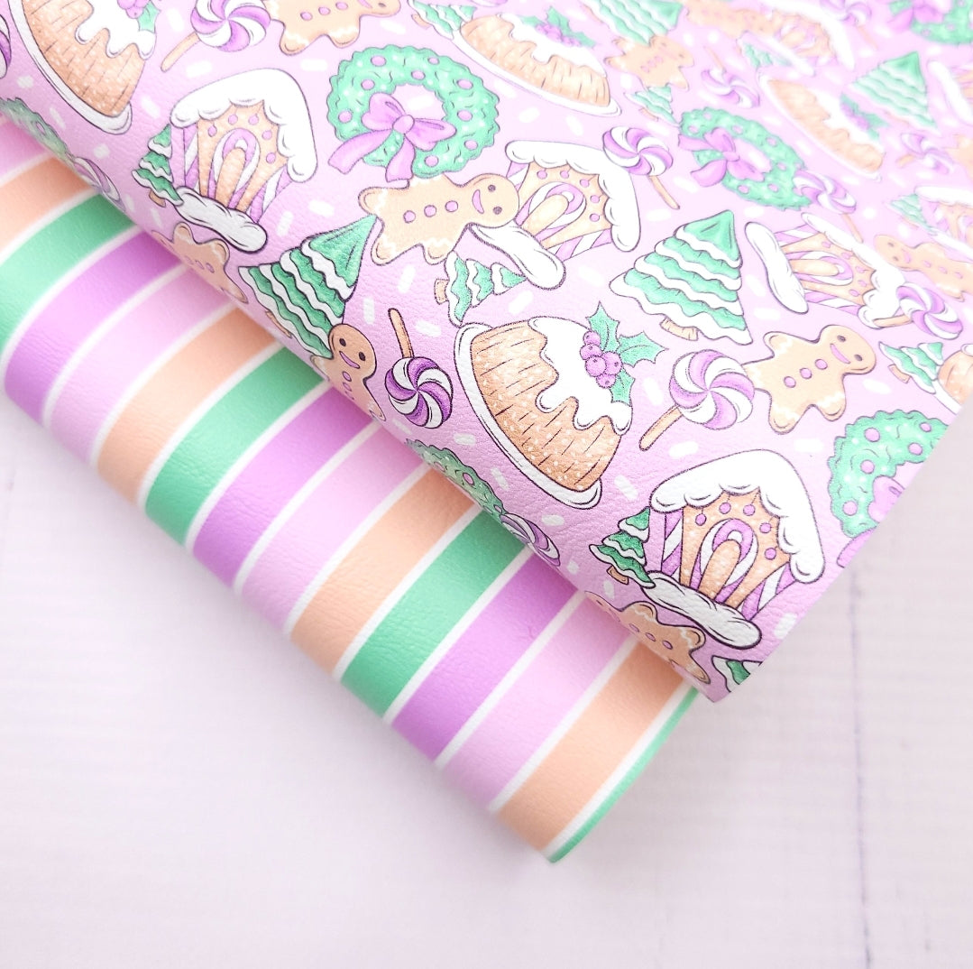 Ginger Bread Stripes - Pink Artisan Leatherette