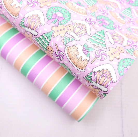 Ginger Bread Stripes - Pink Artisan Leatherette