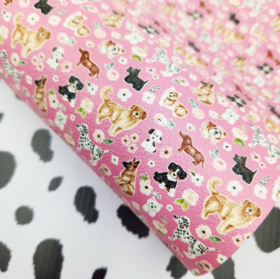 Designer Puppies (Pink) Artisan Leatherette