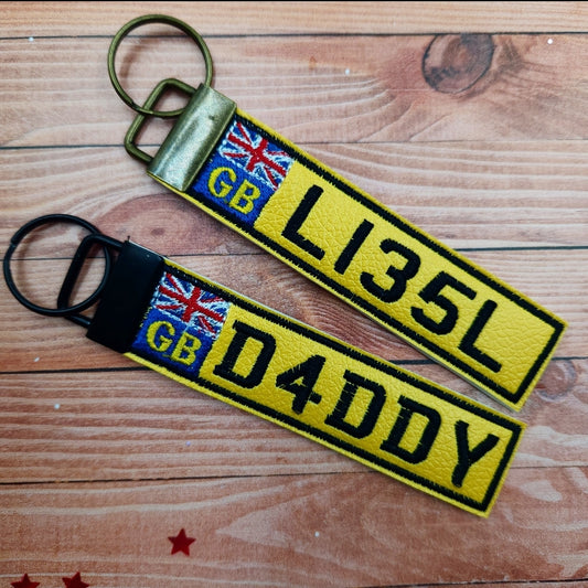 Car Registration Embroidered Keyrings