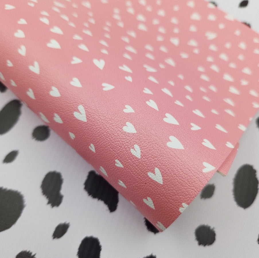 White Heart on Pink Artisan Leatherette