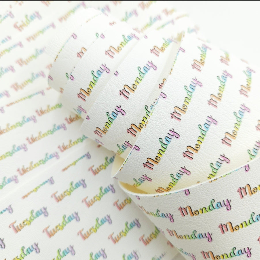 Days of the Week Pastel Rainbow Artisan Leatherette