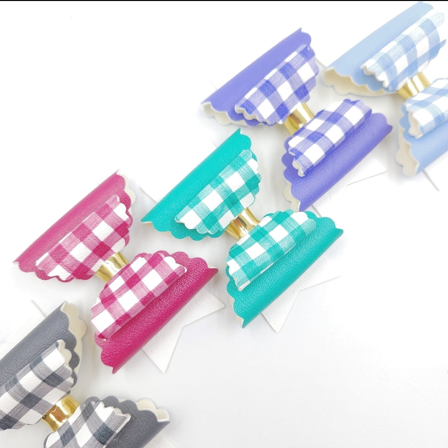 Watercolour Gingham and Matching Block Colour Artisan Leatherette